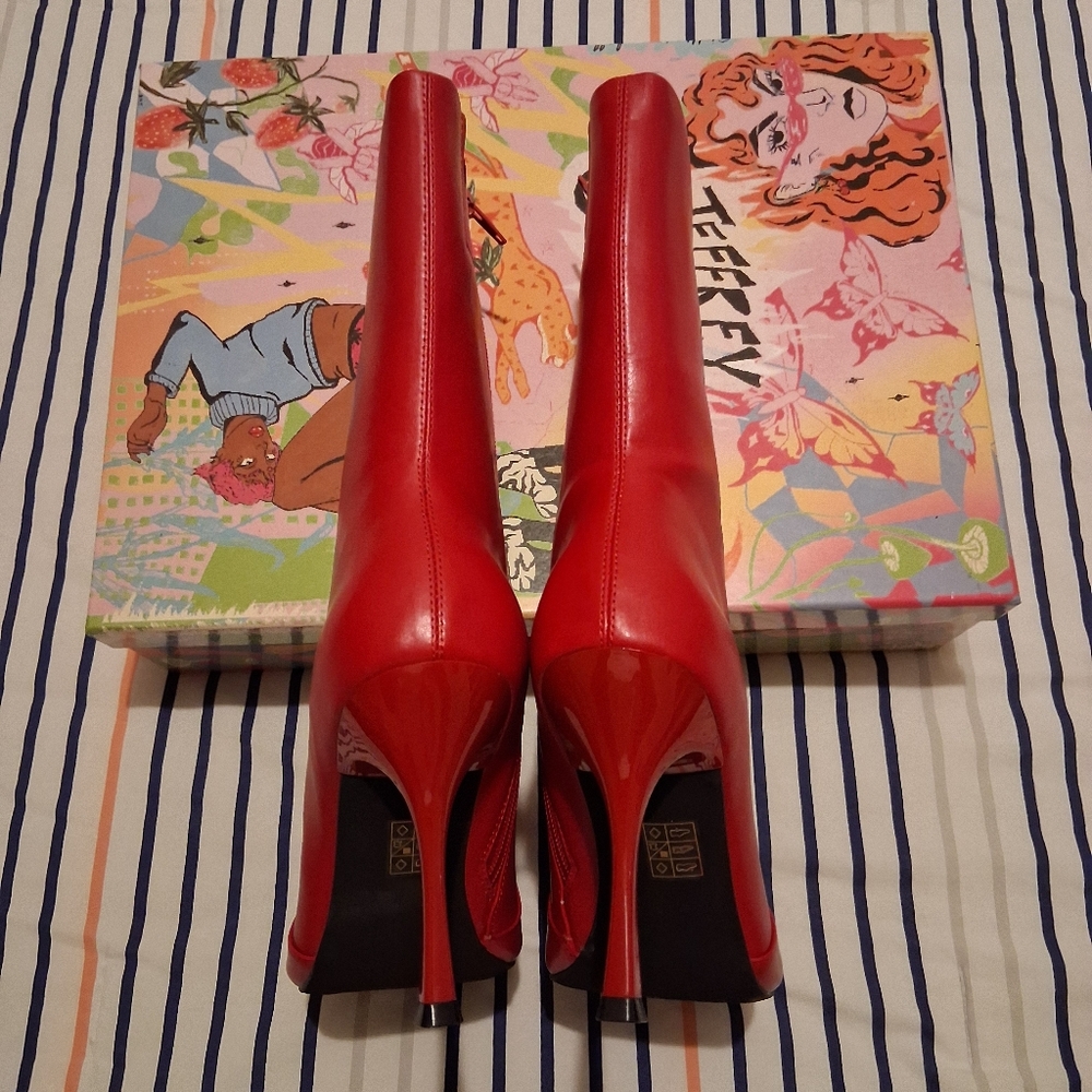 Jeffrey Campbell Red Heeled Boots Bold Statement - Picture 11 of 15